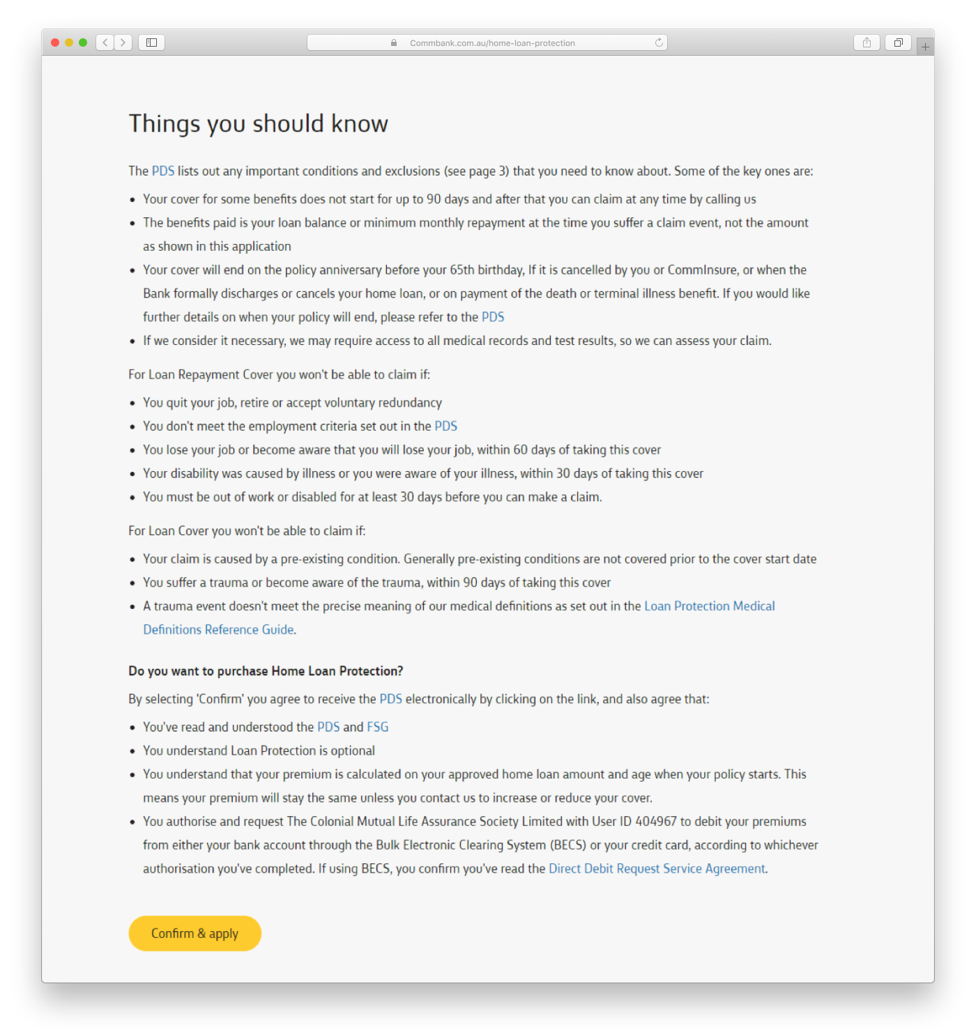 Example of lengthy compliance copy