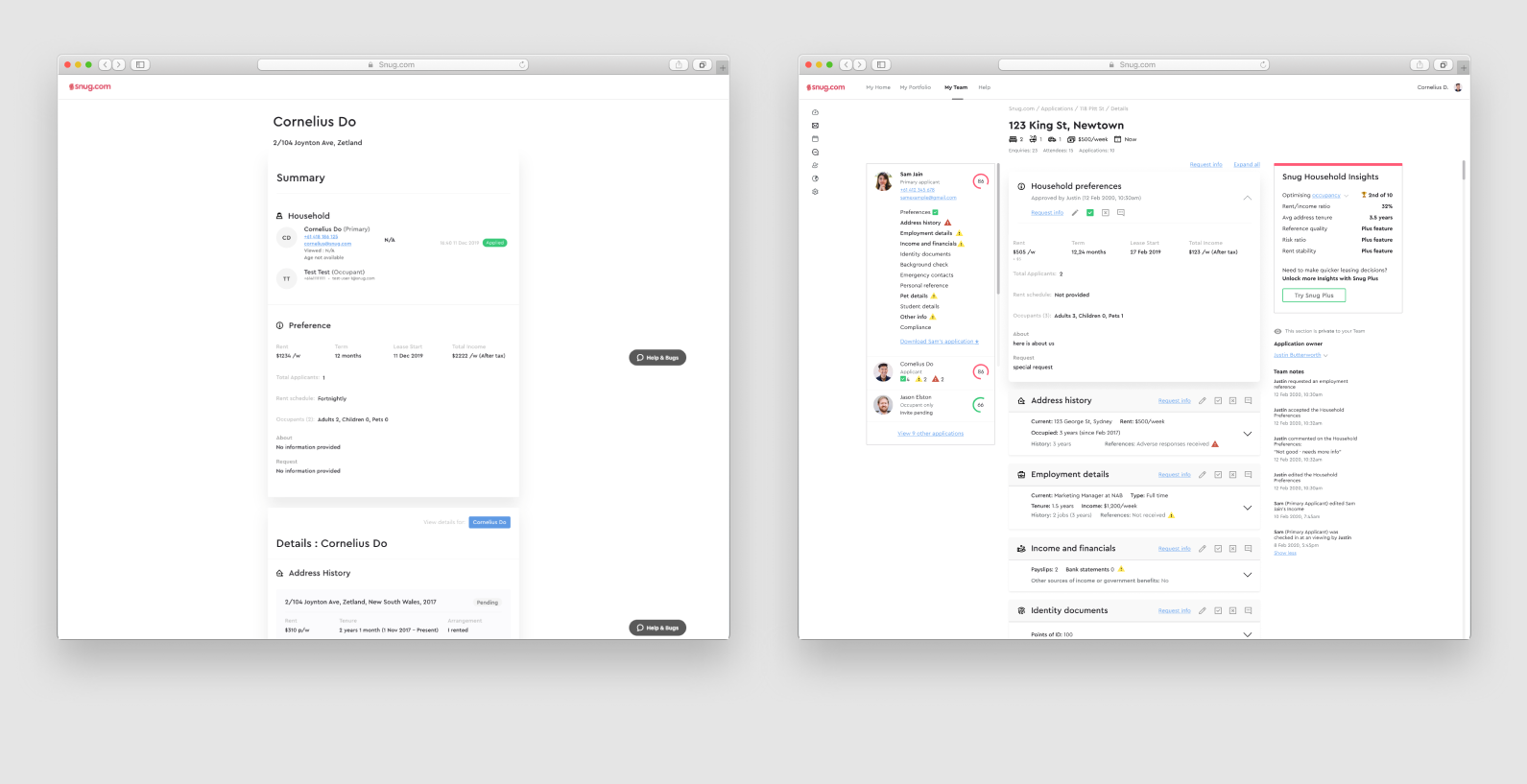 Application processing before and after