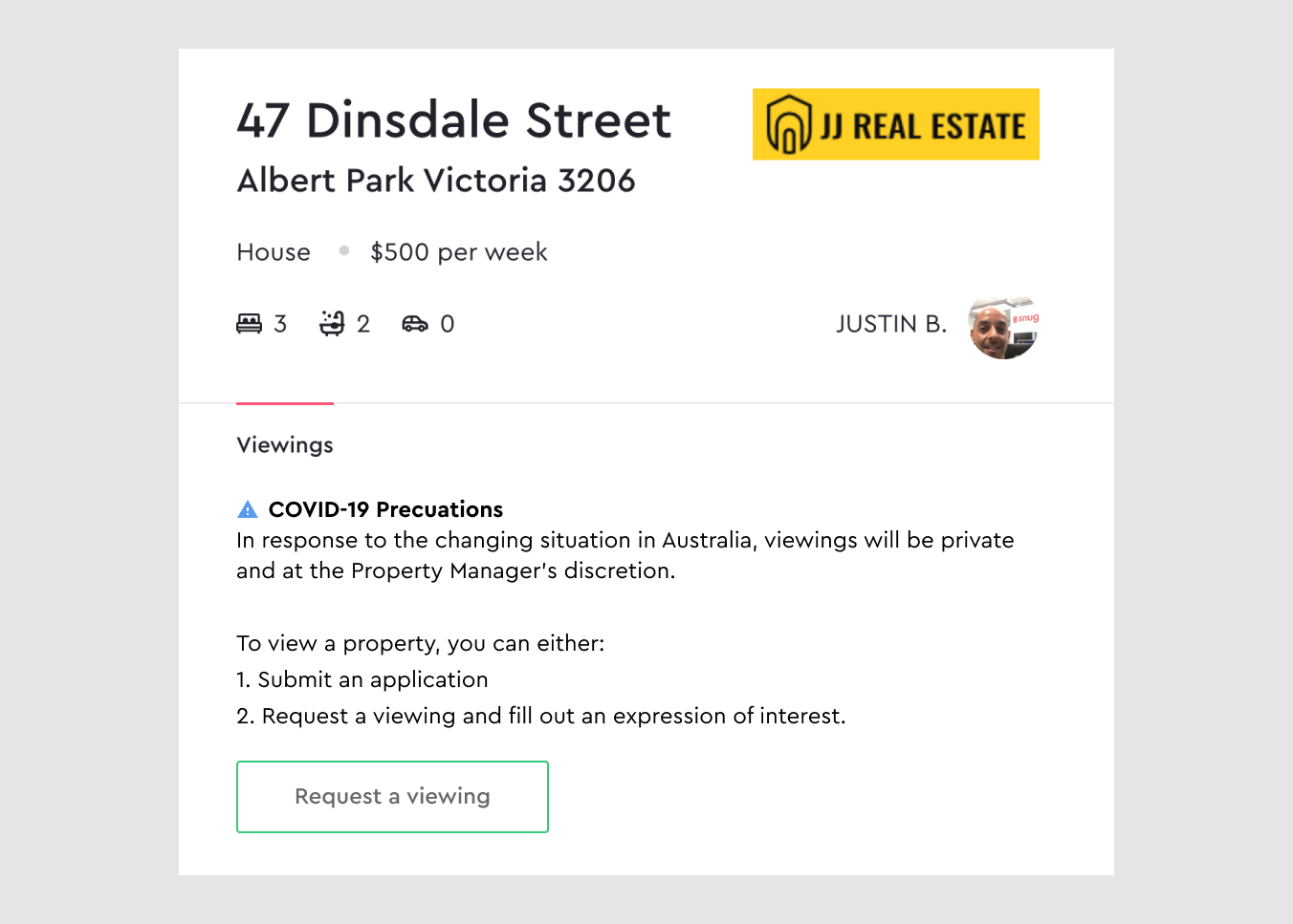 Private viewing declaration