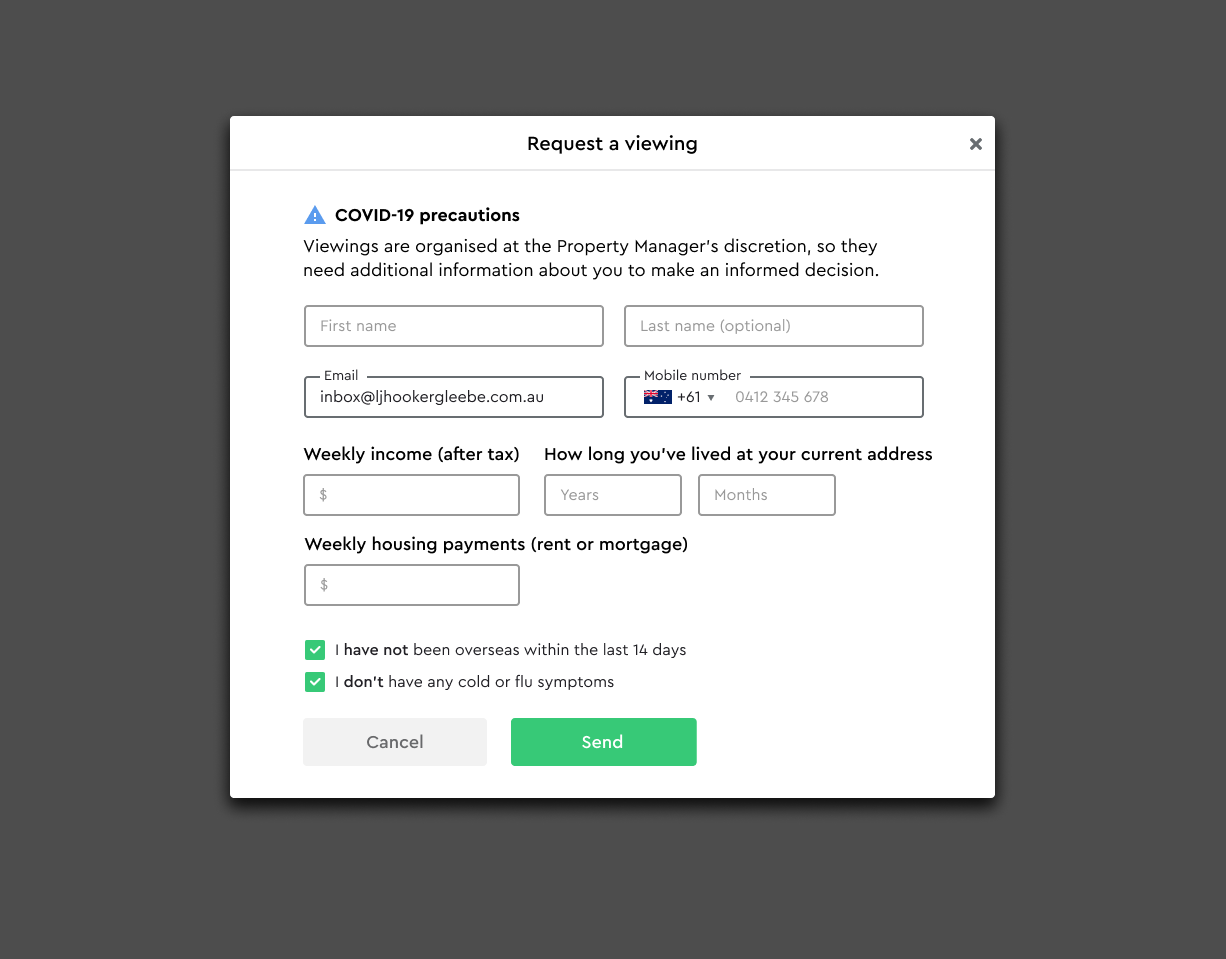 Renters declarting their health status