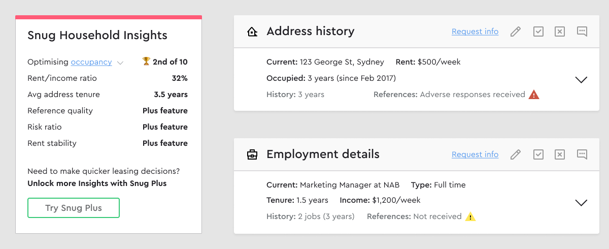 Application stats and info that help speed up decision making.